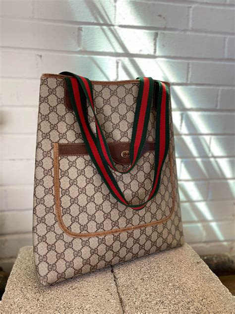 gucci original gg canvas shoulder bag brown red green